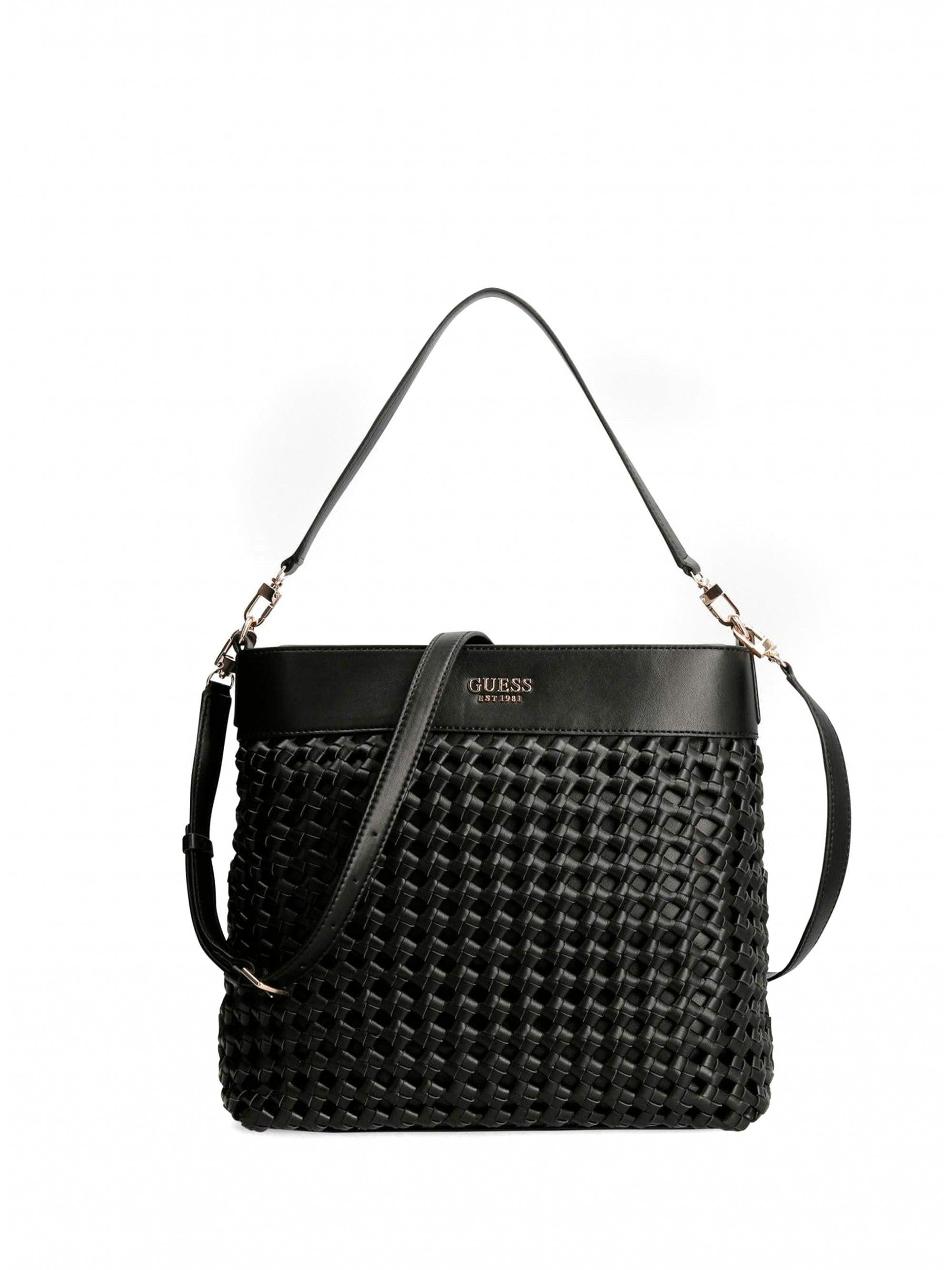 Guess, Sicilia, Artificial Fiber, Textile Bag, Black, HWWG8490020BLA, For Women, 29 x 9 x 24.